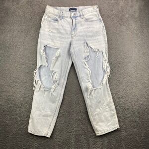 Aéropostale Mom Jeans Size 10 Light Wash Distressed‎ Ripped Denim